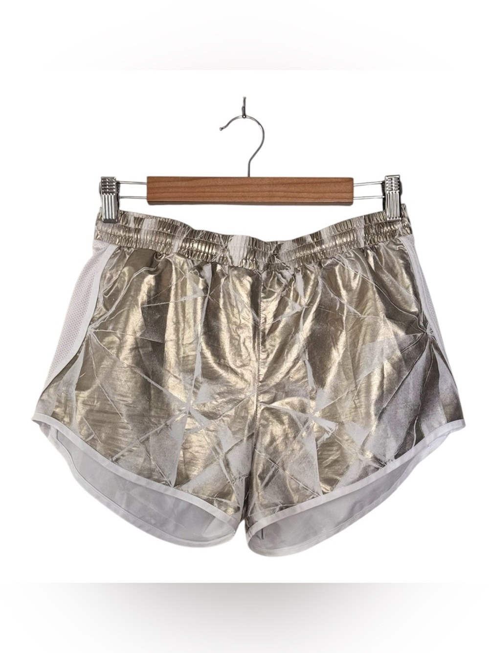 Under Armour Metallic Gold Women's Athletic Shorts White Trim S